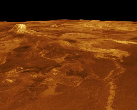 This image shows two of Venus's many volcanoes